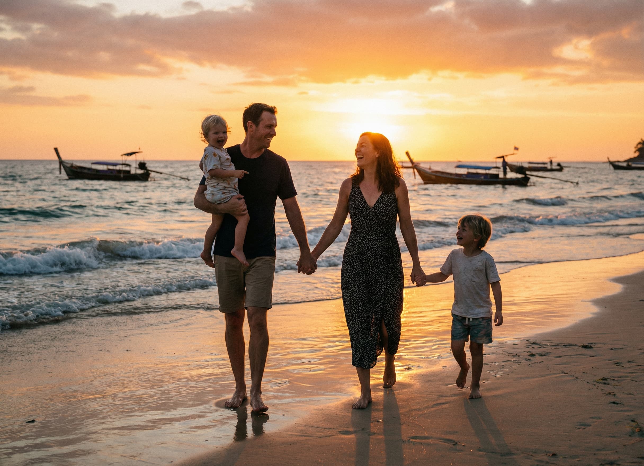 Family beach photograph used to explain safe puzzle composition
